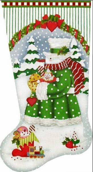 Melissa Shirley Designs Toy Snowman Stocking Needlepoint Canvas