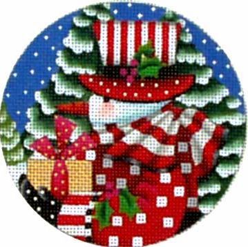 Melissa Shirley Designs Candy Cane Snowman Ornament Needlepoint Canvas