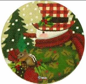 Melissa Shirley Designs Forest Snowman Ornament Needlepoint Canvas