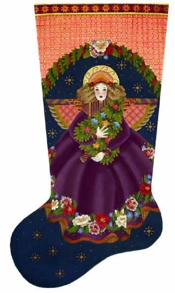 Melissa Shirley Designs Fancy Angel Stocking Needlepoint Canvas
