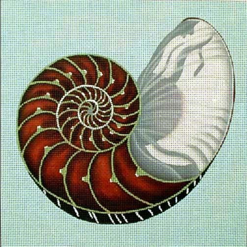 Melissa Shirley Designs Cut Chambered Nautilus Needlepoint Canvas