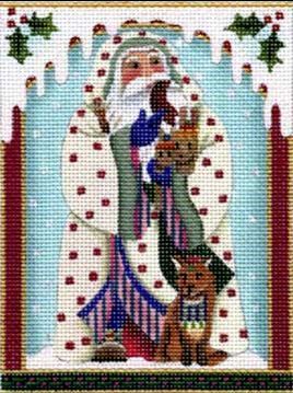 Melissa Shirley Designs White Robe Woodland Santa Needlepoint Canvas