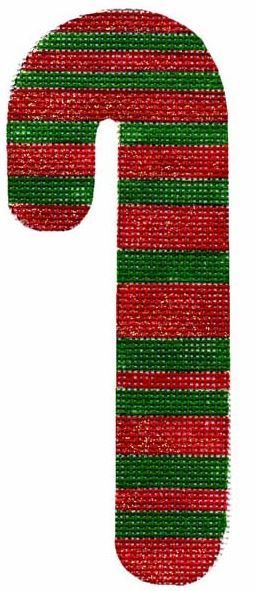 Melissa Shirley Designs Green and Red Candy Cane H Needlepoint Canvas