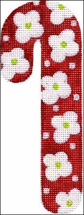 Melissa Shirley Designs Flower Candy Cane K Needlepoint Canvas