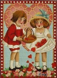 Melissa Shirley Designs Victorian Valentine-Sharing Hearts Needlepoint Canvas