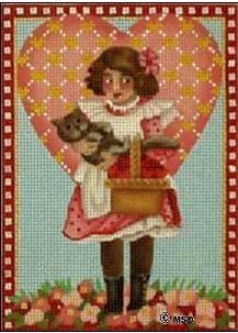 Melissa Shirley Designs Victorian Valentine-Kitty Heart Needlepoint Canvas