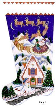 Melissa Shirley Designs Snowy Chalet Stocking Needlepoint Canvas