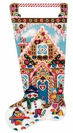 Melissa Shirley Designs Gingerbread House Stocking Needlepoint Canvas