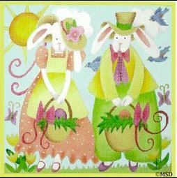 Melissa Shirley Designs Easter Parade Bunnies Needlepoint Canvas