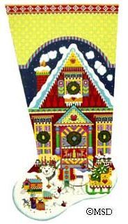 Melissa Shirley Designs Nordic House Sock Needlepoint Canvas