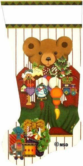 Melissa Shirley Designs Fancy Boy Teddy Bear Stocking Needlepoint Canvas