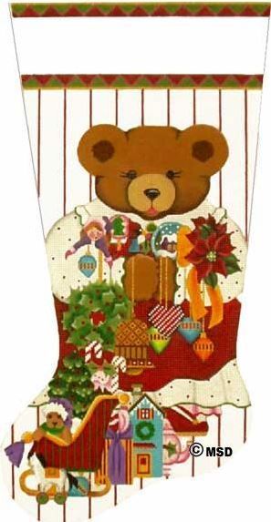 Melissa Shirley Designs Fancy Girl Teddy Bear Stocking Needlepoint Canvas