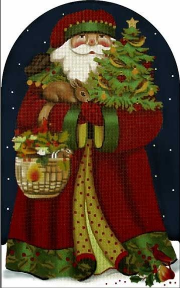 Melissa Shirley Designs Fireside Forest Santa Needlepoint Canvas