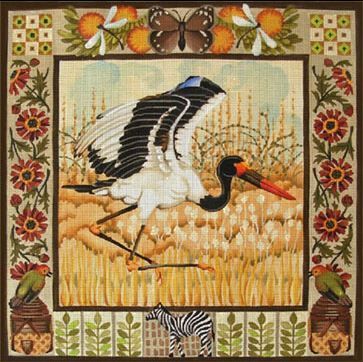 Melissa Shirley Designs African Saddle Billed Stork Needlepoint Canvas
