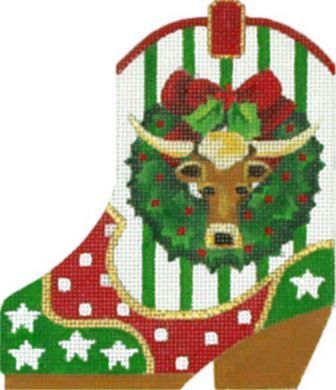 Melissa Shirley Designs Steer Mini-boot Needlepoint Canvas