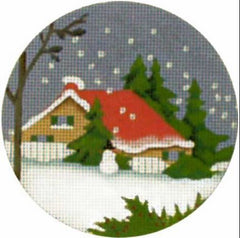 Melissa Shirley Designs Red Roof Snowman Cottage Needlepoint Canvas