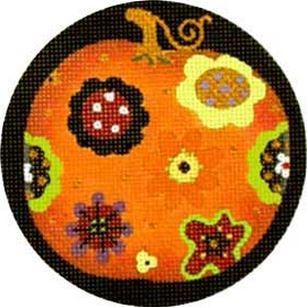 Melissa Shirley Designs Gold Metallic Pumpkins C Needlepoint Canvas