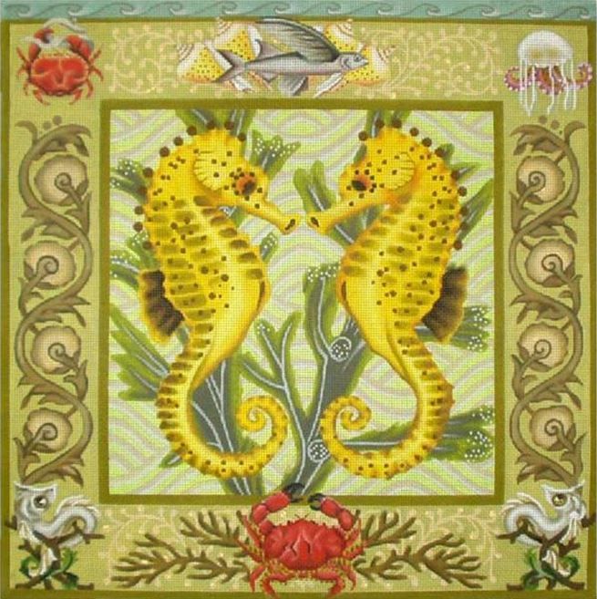 Melissa Shirley Designs Seahorses Needlepoint Canvas