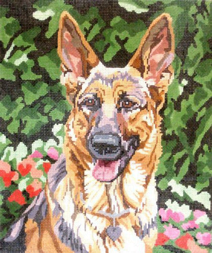 Barbara Russell German Dog Shepherd Needlepoint Canvas