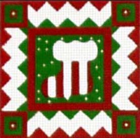 Melissa Shirley Designs Stocking Patterned Ornament Needlepoint Canvas