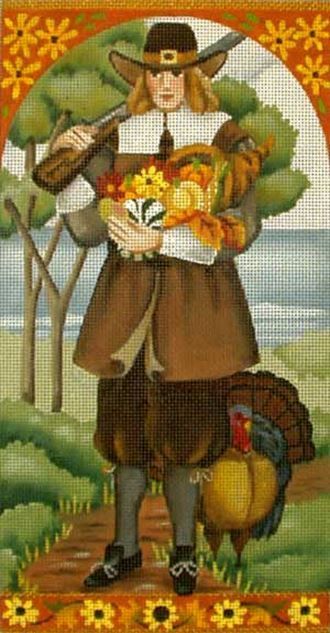 Melissa Shirley Designs Thanksgiving Feast-Pilgrim A Needlepoint Canvas