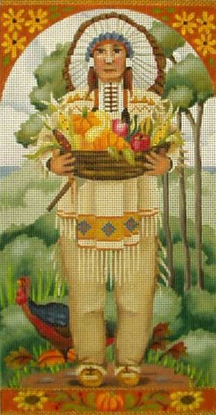 Melissa Shirley Designs Thanksgiving Feast-Native Ameri Needlepoint Canvas