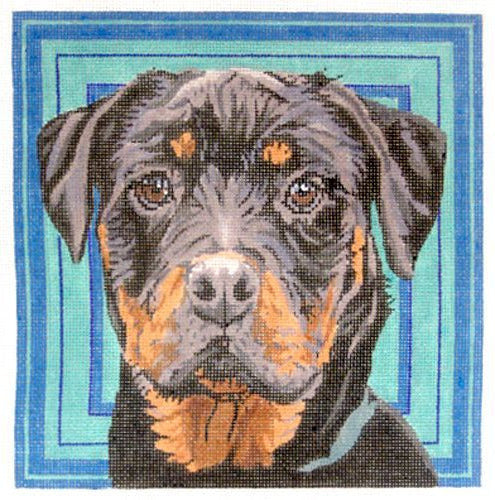 Barbara Russell Rottweiler Head Needlepoint Canvas