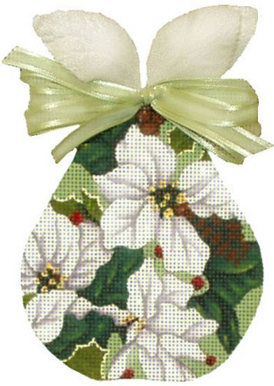 Melissa Shirley Designs White Poinsettia Pear Needlepoint Canvas