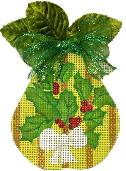 Melissa Shirley Designs Holly Sprig Pear Needlepoint Canvas