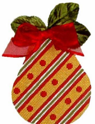 Melissa Shirley Designs Red Stripes and Dots Pear Needlepoint Canvas