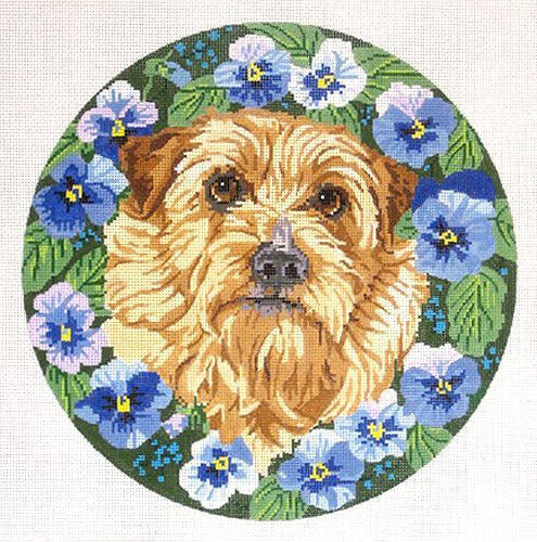 Barbara Russell Norfolk Terrier Dog Needlepoint Canvas