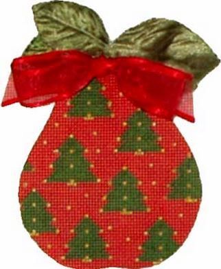 Melissa Shirley Designs Red Christmas Trees Pear Needlepoint Canvas