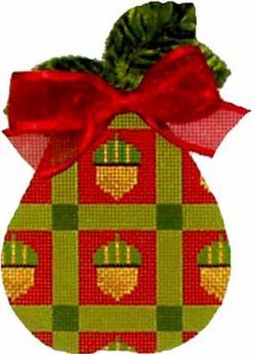 Melissa Shirley Designs Red Acorn Pear Needlepoint Canvas