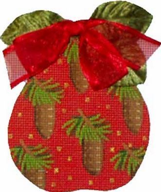 Melissa Shirley Designs Red Pinecone Pear Needlepoint Canvas