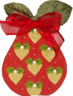 Melissa Shirley Designs Red Heart Pear Needlepoint Canvas