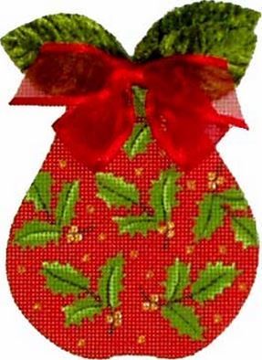 Melissa Shirley Designs Red Holly Pear Needlepoint Canvas