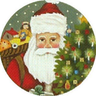 Melissa Shirley Designs Santa w/ Tree Orn Needlepoint Canvas