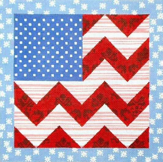 Melissa Shirley Designs Patchwork American Flag Needlepoint Canvas