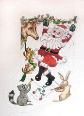 Barbara Russell Dancing Santa Stocking Needlepoint Canvas