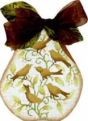 Melissa Shirley Designs Bird/Vine Pear Needlepoint Canvas