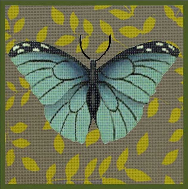 Melissa Shirley Designs Blue Butterfly Needlepoint Canvas