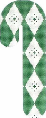 Melissa Shirley Designs Green Diamonds Candy Cane Needlepoint Canvas