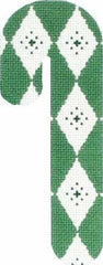 Melissa Shirley Designs Green Diamonds Candy Cane Needlepoint Canvas