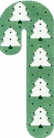 Melissa Shirley Designs Green Christmas Trees Candy Cane Needlepoint Canvas