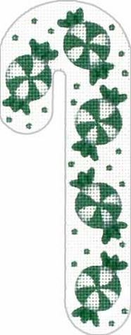 Melissa Shirley Designs Green Candy Twists Candy Cane Needlepoint Canvas