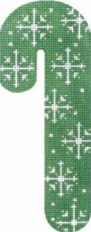 Melissa Shirley Designs Green Snowflakes Candy Cane Needlepoint Canvas