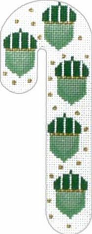 Melissa Shirley Designs Green Acorns Candy Cane Needlepoint Canvas