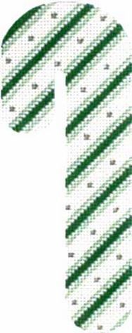 Melissa Shirley Designs Green Stripes & Dots Candy Cane Needlepoint Canvas