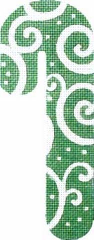 Melissa Shirley Designs Green Culicues Candy Cane Needlepoint Canvas