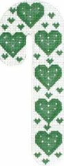 Melissa Shirley Designs Green Hearts Candy Cane Needlepoint Canvas